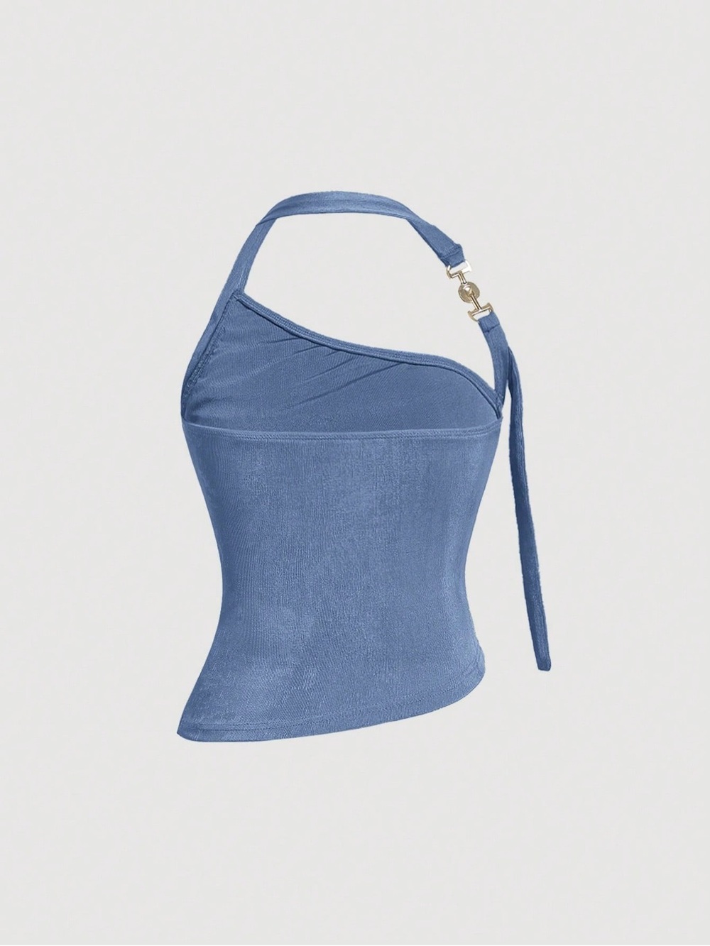 SHEIN Navy Blue One-Shoulder Ruched Tank Top